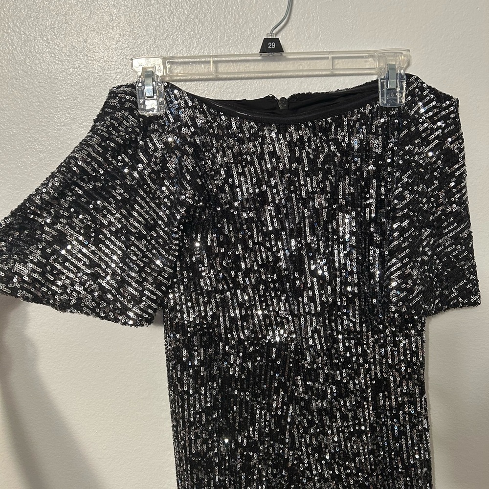 Bebe Black Sequin Strapless Jumpsuit Size M Y2K Glam Party Bachelorette Night - Picture 7 of 9